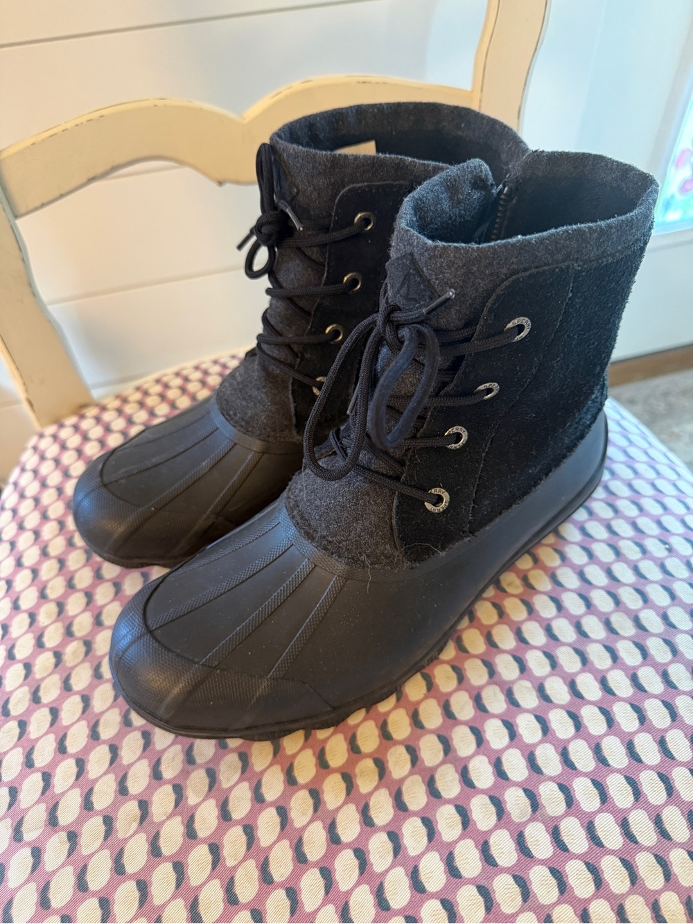 Sperry Black Lace-Up Waterproof Winter Boots